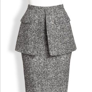 Michael Kors Peplum Black & White Jacquard Tweed Skirt